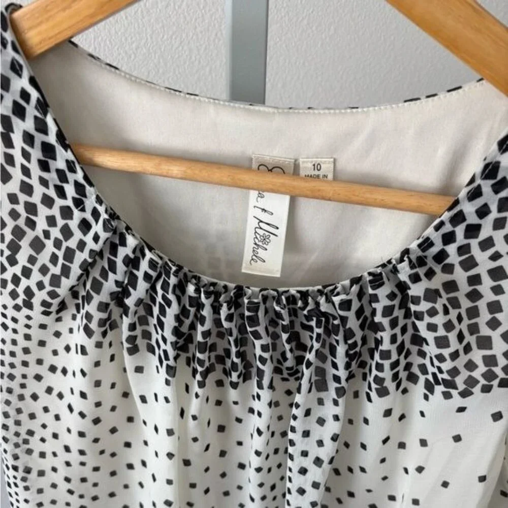 Emma & Michelle Dress 10 Abstract Scoop Neck A-line Clean Girl Preppy Soft Girl - Picture 12 of 12